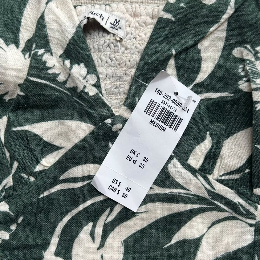 NWT Abercrombie Linen Blend Green Floral Tank Top Size Medium - Picture 4 of 6